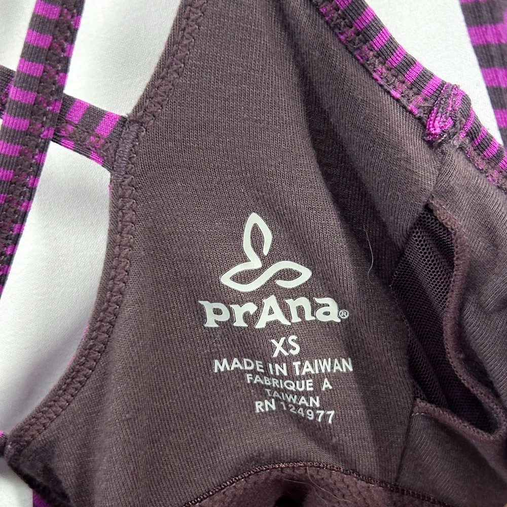 Prana Rebecca Purple Striped Active Mini Dress Built in Bra X-Small NWT - Picture 6 of 7